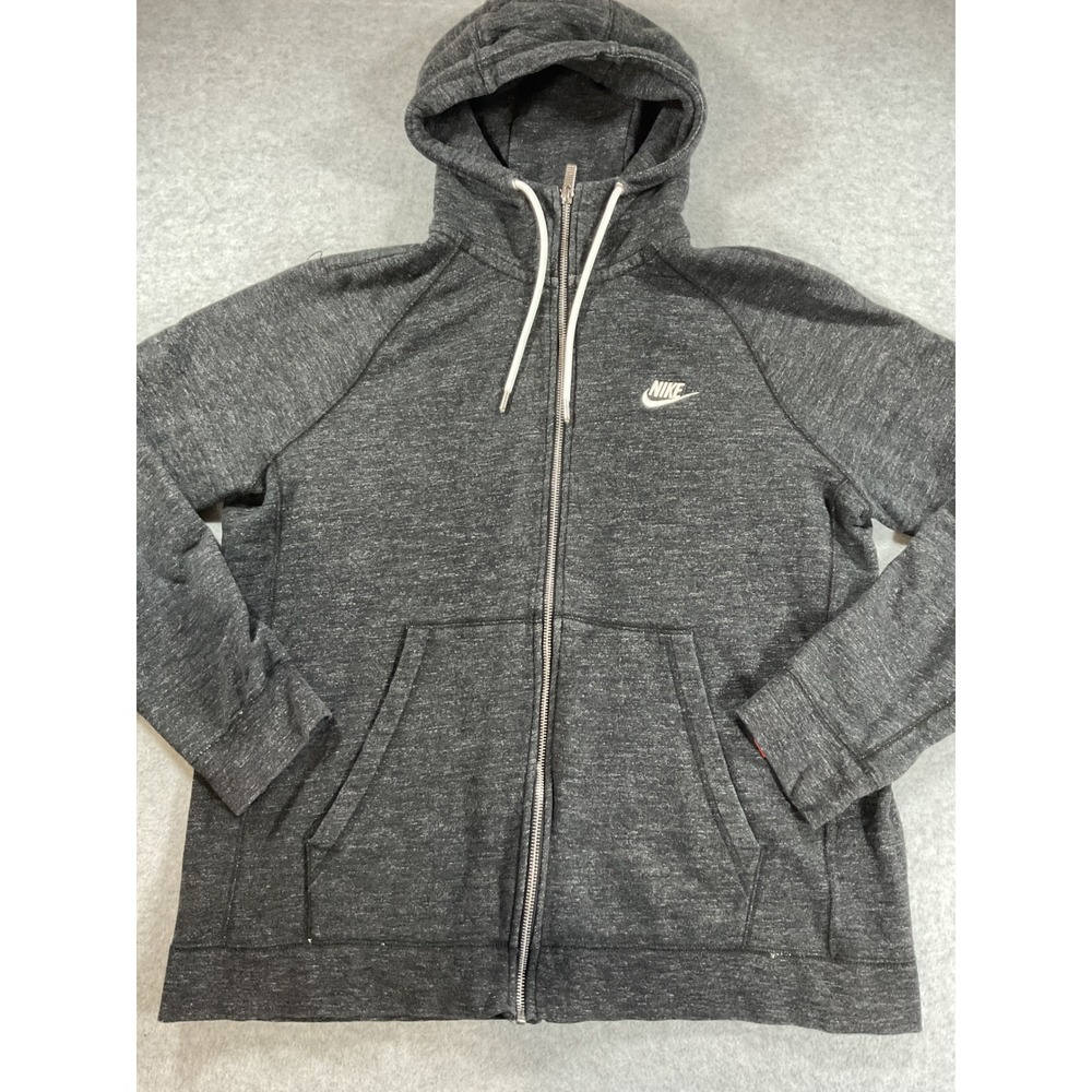 Nike Mens Full Zip Hoodie Charcoal Grey Marl French Terry 805057-032 L 2108